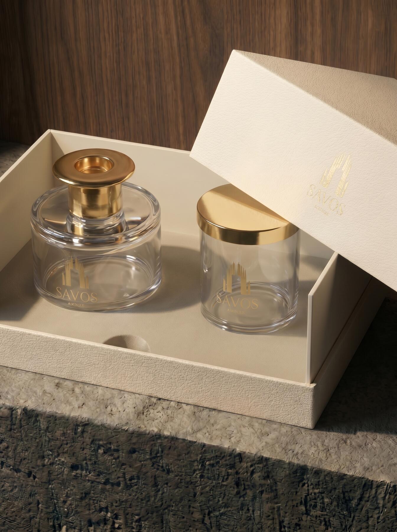 Savos branded candle gift set — corporate gifting private label candles